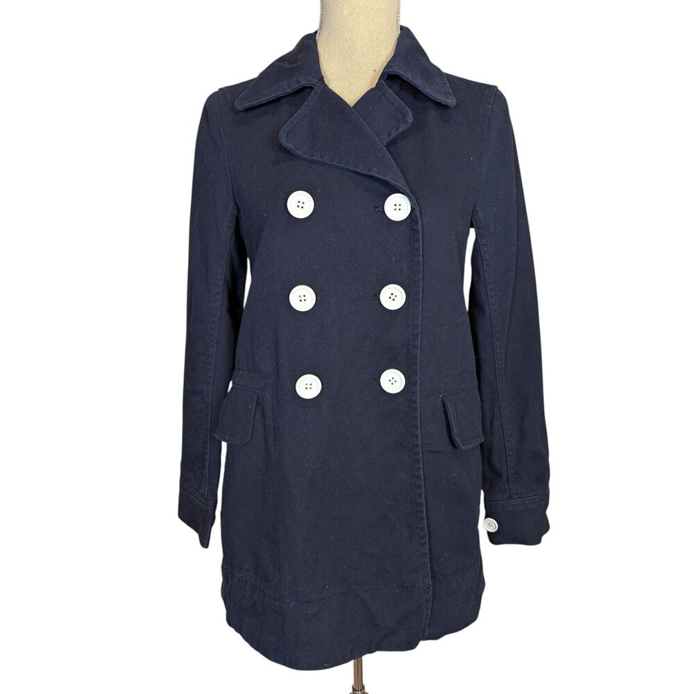 J. Crew Canvas Double Breasted Pea Coat Blue Size 2